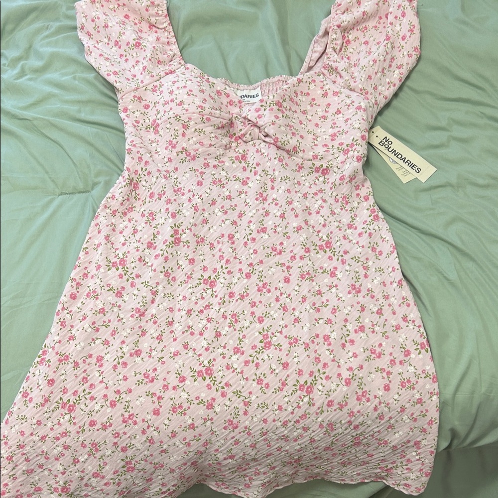 No Boundaries Pink Floral Mini Dress
